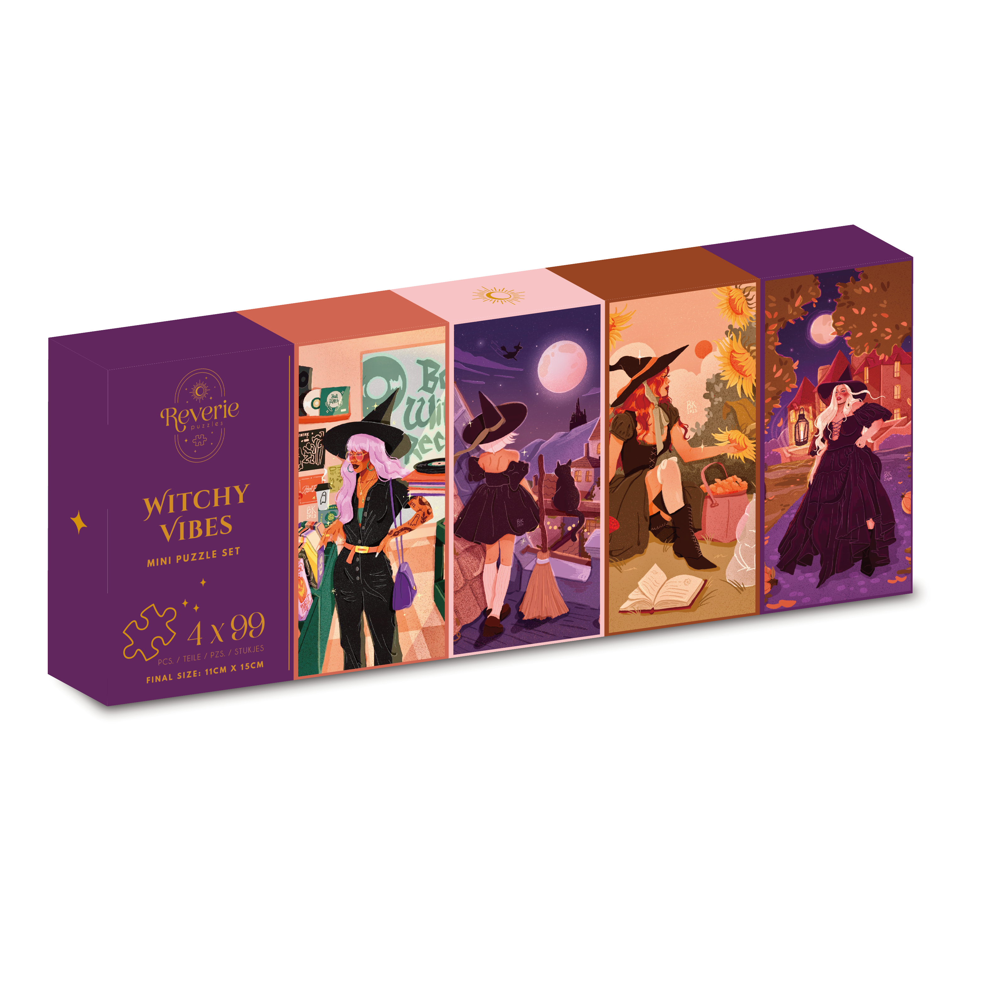 Witchy Vibes 4 x 99 Piece Mini Puzzle Set – Reverie Puzzles