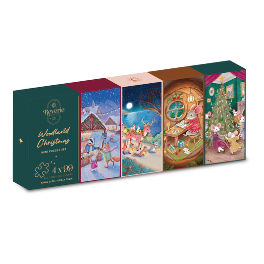 Woodland Christmas 4 x 99 Piece Mini Puzzle Set