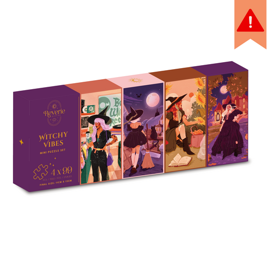 Witchy Vibes 4 x 99 Piece Mini Puzzle Set ***DAMAGED BOX***