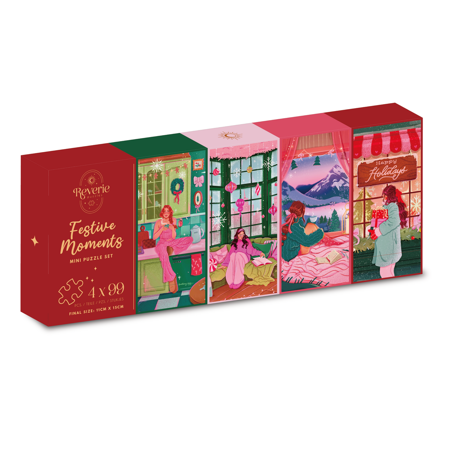 Festive Moments 4 x 99 Piece Mini Puzzle Set