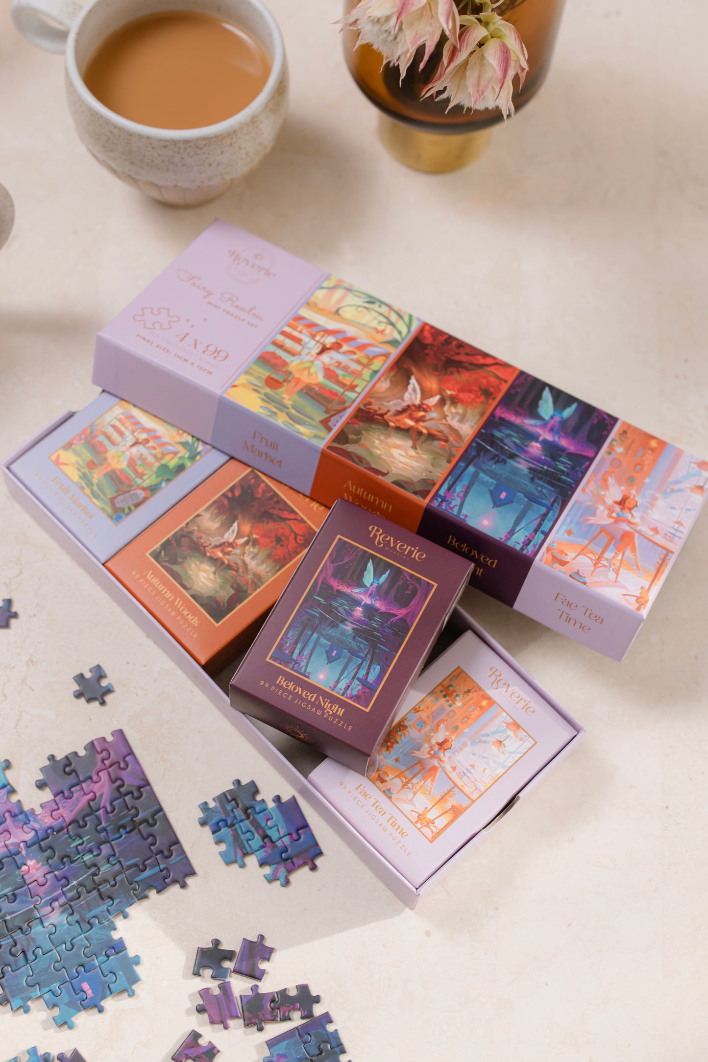 Fairy Realm 4 x 99 Piece Mini Puzzle Set